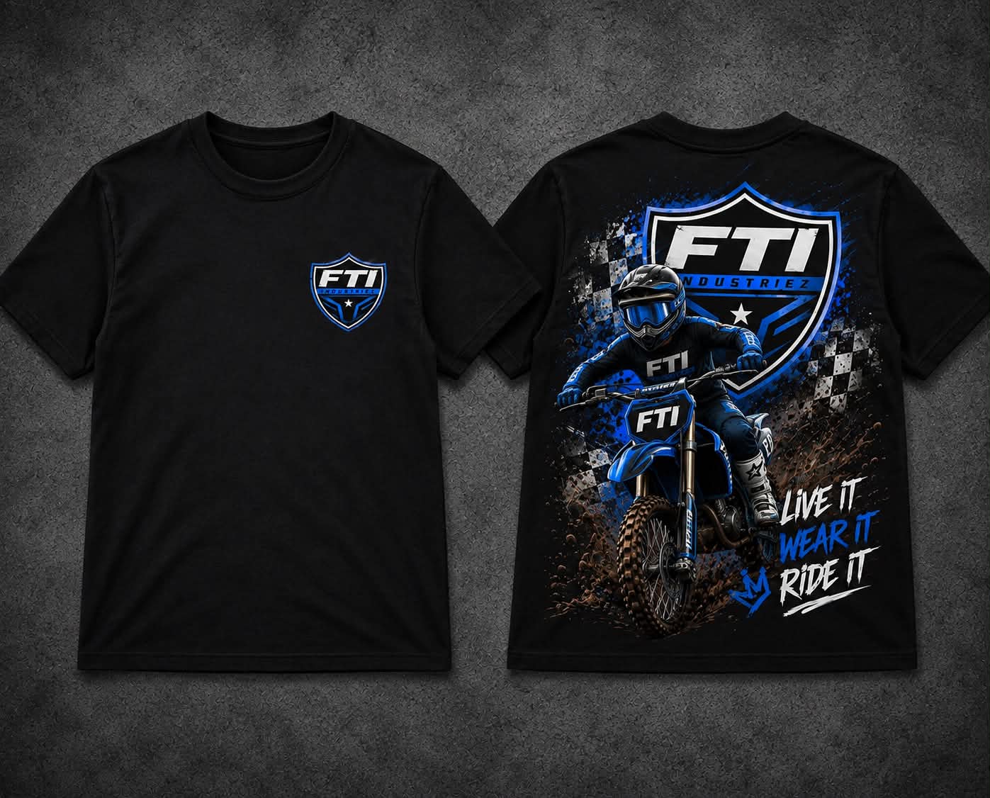 Kids Black Motorcross Tshirt